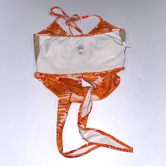 Kortni Jeane Orange Palm Print Tied-Up Top - Picture 6 of 10
